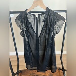 MICHAEL Michael Kors Black Sheer Ruffle Blouse